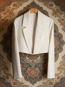 Áo khoác blazer nữ dáng ôm, cạp cao, thiết kế thanh lịch, màu trắng, thích hợp cho mùa xuân. - trắng - Xem 5