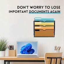 SUPEASY Organizador de archivos de pared de 5 niveles de malla, organizador de correo para oficina, soporte para revistas colgante para oficina, color negro