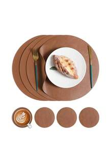 Bộ 1/2/3 tấm lót bàn bằng da PU màu nâu, có thể đảo mặt, dùng làm tấm lót bàn và đế lót bình hoa, chống thấm nước, chịu nhiệt, chống trơn trượt, có thể giặt và lau chùi, thích hợp cho bàn ăn nhà bếp, tiệc cưới, trang trí nhà cửa. - Nhiều màu - Xem 6