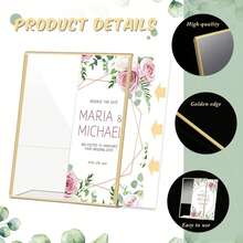 15/16pcs Gold Acrylic Frame Display Stand, Transparent Paper Holder, Suitable For Wedding, Office, Restaurant - Gold - View 4
