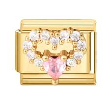 1件微镶嵌DIY意大利模块化手链，饰有星星、月亮、爱心、蝴蝶元素，适合作为派对礼物送给朋友/情侣，适用于圣诞节、新年、万圣节、情人节等节日，设计精美，不锈钢材质。 - M293831 - 查看 14