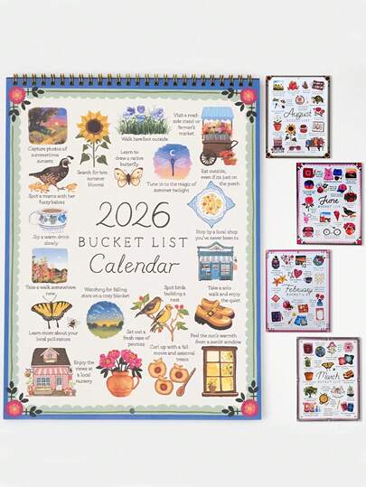 2026 Wish List Planner - With Guided Planning Sheets And Stickers, Colorful Cartoon Pattern 2026 Notes, Planning, Wish List Calendar, Perfect Gift For New Year, Birthday To Start Your New Year Planning, Holiday Gift Idea