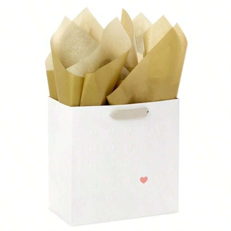 Signature Stu 7" Medium Gift Bag Wit Tissue Pr Eossed Ear W Pink Gold 's Day Birtdays Moter's Day Baby Sowers Idal Sowers - 白粉金 - 查看 1