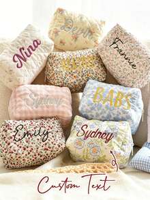 1 pieza Bolsa de cosméticos/bolsa de almacenamiento/bolsa de aseo personalizada bordada con flores, de gran capacidad y peso ligero, de uso versátil, con patrón de bordado personalizable, regalo ideal para novia, familia, compañeras de clase, hermanas, adecuado para viajes de negocios, vacaciones, regalo para dama de honor, bolsa de cosméticos, regalo personalizado, regalo de propuesta para dama de honor, regalo de despedida de soltera, regalo para fiesta de novia, decoración de oficina, accesorio de estilo de vida elegante. - Multicolor - Ver 1