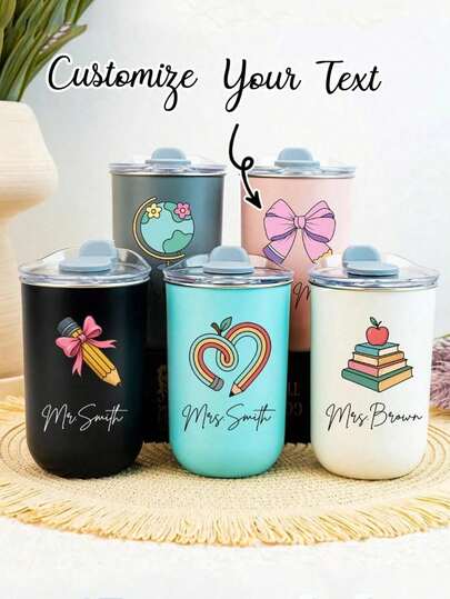 Customized Stainless Steel Insulated Tumbler, Teacher Mug, Double Wall Vacuum Insulated Coffee Cup With Personalized Name Option, Cold Drink Cup | Elegant Matte Finish | Double Wall Insulation, Coffee Cup, Reusable, Multipurpose, Decorative, Fashionable, Refined, Customized, Personalized, Unique, Ideal Gift For Men, Teacher New Year Gift