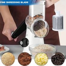 Rotary Cheese Grinder, Vegetable Cheese Slicer, 3 Carefully Designed Blades, Kitchen Ground Vegetable Slicer, Multi-Purpose Cheese Chopper For Carrots, Potatoes, Cucumbers, Zucchini, And More. Strong Suction Cup Base, Kitchen Utensils - 白色 - 查看 5