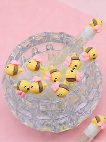 1/3/5/7pcs Cute Animal Cartoon Eyelash & Eyebrow Brushes, Portable Tube Makeup Brushes With Transparent Case, Bee, Rabbit, Calf, Fox Pattern - Multicolor - View 6