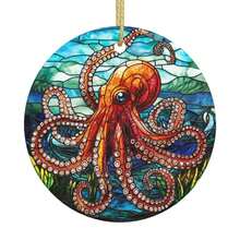 Octopus Ceramic Christmas Hanging Ornament For Xmas Tree Wedding Holiday Party Home Decor - Octopus - 查看 1