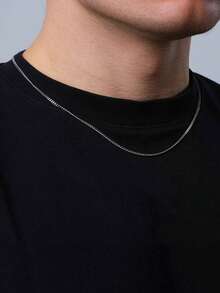 1pc Minimalist Stainless Steel Delicate Chain Necklace, Classic Men's Jewelry Gift - Necklace - View 2