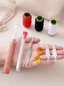 34件/36件缝纫工具套装，适用于手工缝制床垫、鞋子、手工棉被、延长针、大孔针、窗帘针、粗针。 - 36件 - 查看 3