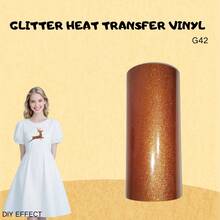 Champagne Glitter Heat Transfer Vinyl Roll - Permanent Vinyl Suitable For T-Shirts, DIY Sewing And Knitting Projects, Easy To Cut And Heat Press - W - View 10