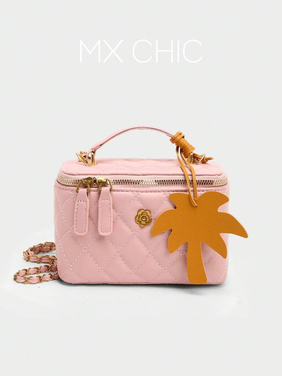 New Minimalist Handheld Box Bag, Shoulder & Crossbody Bag - Pink - View 1