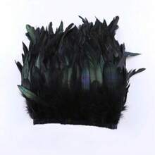 1 Meter Black Ostrich, Goose, Turkey Feather Trim With Tassels, Suitable For DIY Clothing Sewing, Crafts Decoration