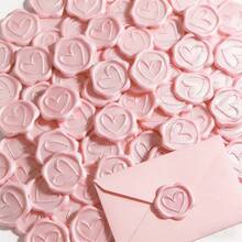 30张粉色爱心自粘蜡封贴纸，适用于礼品、婚礼请柬信封封口