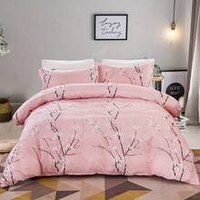 Floral Quilt Doona Duvet Cover Set Double King Size 3pcs Quilt Cover Set Soft Microfiber Breathable Bedding Set For All Season - 01 - View 1