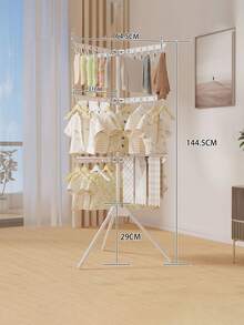 1个节省空间的折叠式衣架，多层小件可折叠衣架，带挂钩，适用于阳台、卧室、室内，多功能大容量晾衣架，可折叠三脚架式晾衣架，适合室内外使用，居家、宿舍、旅行 - 休闲风格裤子、衬衫、裙子晾衣架 - 彩色 - 查看 16