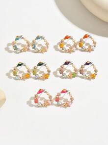 1pair Creative And Cute Starfish, Seashell, Pearl Inlaid Drop Earrings For Summer Fashion And Beachwear