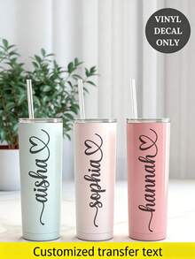 1pc/5pcs/10pcs/20pcs Personalized Name Stickers | Vinyl Decals, Black & White Options | Creative Cursive Art Name Labels, Ideal For Bridesmaid Gifts, Birthday Party Decorations | Customizable For Car Body, Hood, Window, Shop Window,Wallpaper Stickers Wall - Multicolor - View 7