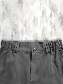 Men's Grey Wide Leg Cargo Pants, Streetwear Style - Dark Grey - View 6