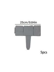 10pcs Gray Faux Stone Plastic Garden Edging Fence, Flower Bed Frame, Garden Yard Decor Fence, Faux Stone Texture Plastic Lawn Garden Border