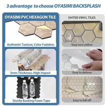 Hexagon Peel And Stick Backsplash For Kitchen Wall, 10 Sheets Heat Resistant Stick On Backsplash PVC Smart Tiles, 12'' Beige Stone Waterproof Peel And Stick Wall Tiles For Bathroom - StoneBeige - View 8