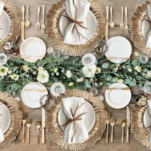 6/24pcs 13" Gold Charger Plate, Floral Reef Charger For Dinning Plates, Table Setting And Wedding Party Table Decor. - 金色 - 查看 6