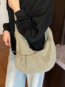 1pc Women's Nylon Shoulder Bag/Handbag/Tote Bag, With Adjustable Shoulder Strap, Scratch-Resistant And Durable, Can Hold Passport, Cash, ID, Credit Cards, Lightweight, Suitable For Commuting/Travel, Fashionable Color Block Design. - Multicolor - View 3