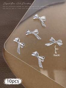 10/100/500pcs 3D Silver Bow Heart Nail Art Decorations, Korean Style Metal Bow, Star, Moon Nail Jewelry, Y2K Punk Nail Gems, DIY For Acrylic Nail Stickers, Phone Cases, Shoes, Clothes, Bags Nails Nail Supplies Nail Charms - Multicolor - View 20