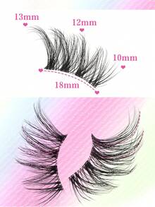 10 Pairs Natural Criss-Cross Half-Eye False Eyelashes, 3D Lengthening Transparent Stem Faux Mink Makeup Curly Lashes, Suitable For Girls Daily Dating To Enlarge Eyes - 黑色 - 查看 3