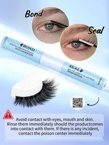 【72小时超强粘性】1/2/3支装低敏二合一睫毛胶水定型液 | 72小时超强粘性，不含乳胶，防水 | 适用于DIY簇状假睫毛、自制假睫毛化妆工具 | 混合黑色睫毛延长胶 - 藏蓝色 - 查看 4