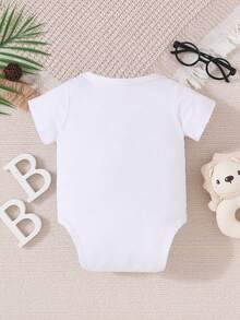"My First Easter" White Baby Bodysuit Decorated With Cute Bunny And Easter Egg Patterns - White - View 3
