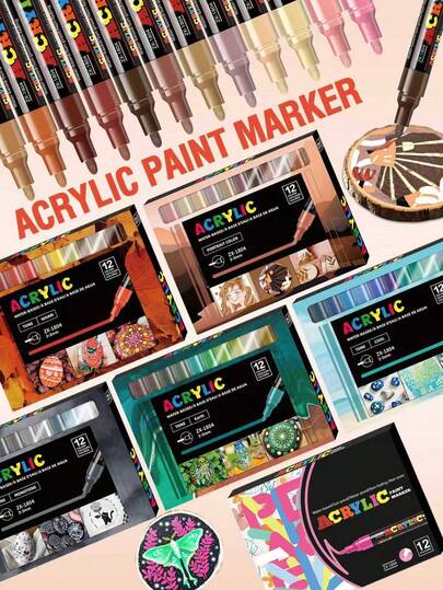 1支装阀门式大容量2-3mm丙烯马克笔，适用于布料绘画、涂鸦、DIY、学生艺术创作、玻璃、石头、塑料绘画及绘图