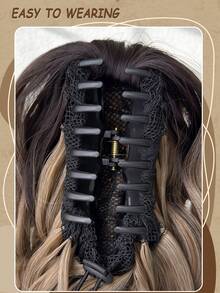 Claw Shaped Ponytail Extension Hair Accessory Black Brown Gradient Brown Multi-Color 12 Inch Deep Wave Heat-Resistant Fiber Synthetic Ponytail Wig, Suitable For Women's Christmas, Halloween Music Festival Parties And Daily Use - Two-Tone - View 9