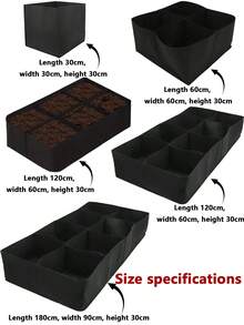 Black Multi-Pocket Planting Bag, Breathable Non-Rotting Root, Balcony Yard Vegetable Flower Planting Trough, Reusable Non-Woven Fabric Planting Box For Home Gardening, Large Capacity Planting Trough, Movable Rectangular Planting Bag, Home Vegetable Garden Planting Trough, Multiple Sizes Available, High-Raised Vegetable Garden Planting Bed, Vegetable Planting Bag, Large Garden Felt Bag, Reusable Large Capacity Potato Planting Container - Black - View 10