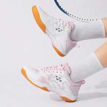 Zapatos profesionales de bádminton de unicolor unisex, ligeros y duraderos, adecuados para deportes interiores y exteriores, con función de absorción de impactos y antideslizante, también adecuados para tenis de mesa - Rosa Pálido - Ver 5
