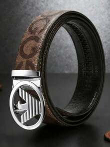 Men's Business Circle Bird Alloy Automatic Buckle Belt, Designer G Letter High Quality Belt, Ideal Holiday Gift For Family And Friends - Multicolor - View 5