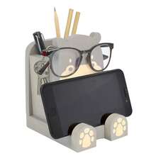 I'm Wood Multipurpose Eyeglass Phone Pen & Pencil Holder Stand Stationery Desk Box Organizer Accessories Decor Home Office Desktop Birthday Graduation Gifts "Dream Big Aim High" (Hippo) - Hippo - 查看 3