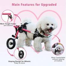 Silla de ruedas para perros silla de ruedas ajustable para patas traseras con correa para perro carros ligeros para perritos/perritos con ruedas para mascotas pequeñas extremidades traseras patas - Rosado - Ver 3