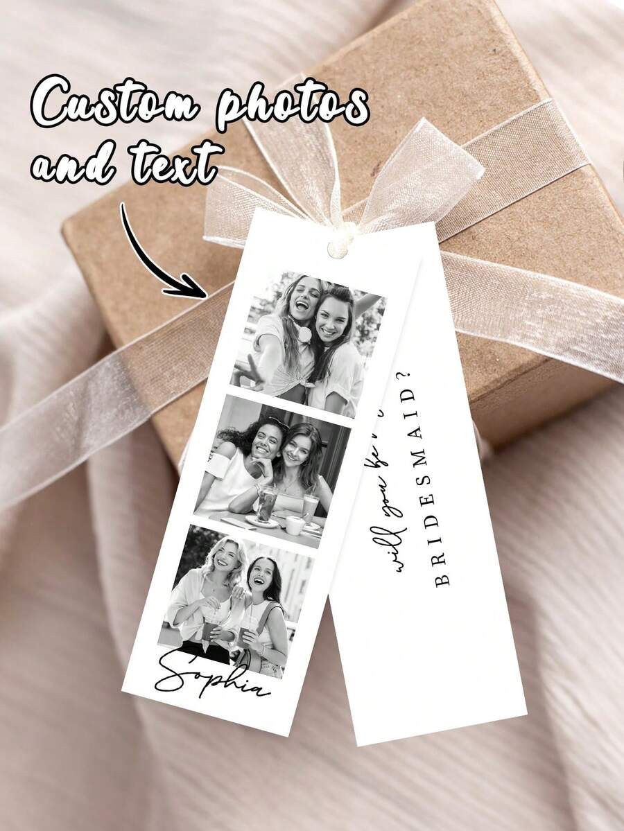 1/3pcs Bridesmaid Proposal Photo Strip, Customize Photo And Text,Will You Be My Bridesmaid Card, Bridesmaid Proposal Card - Multicolor - View 1