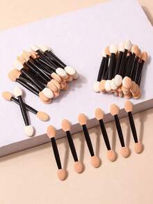 50Pcs Black Double-Ended Nail Art Sponge Magic Wand Gradient Manicure Brush With & Sticker Pen Nail Art Tools Women Home Solon - màu đen - Xem 3