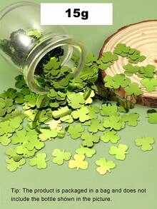 15/30克圣帕特里克节三叶草彩纸装饰，绿色金属箔三叶草形状桌面彩色亮片幸运三叶草彩纸，适用于圣帕特里克节、爱尔兰主题派对、春季餐桌装饰、生日家居装饰 - 綠色 - 查看 11