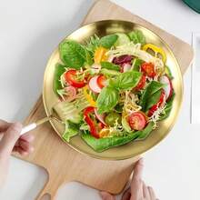 5/10pcs Stainless Steel Korean BBQ Plate Set, Gold Color Serving Tray, Fruit & Snack Platter, Buffet Plate, Stainless Steel Tableware Set, Elegant Dinnerware, Minimalist Style, Dishwasher , Durable, Versatile For Home, Restaurant, Outdoor, Camping, Picnic, Snack & BBQ Party, Holiday, Kitchen Utensils, Kitchen Accessories - Gold - View 8