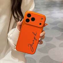 Personalized Initial Monogram Phone Case, Compatible With IPhone 17/16/15/14/13/12/11 Pro Max Series, Luxury Crocodile Texture, Shock-Proof And Scratch-Resistant, Perfect Compatible With IPhone 17 Pro Max, An Ideal Christmas Gift - Orange - View 7