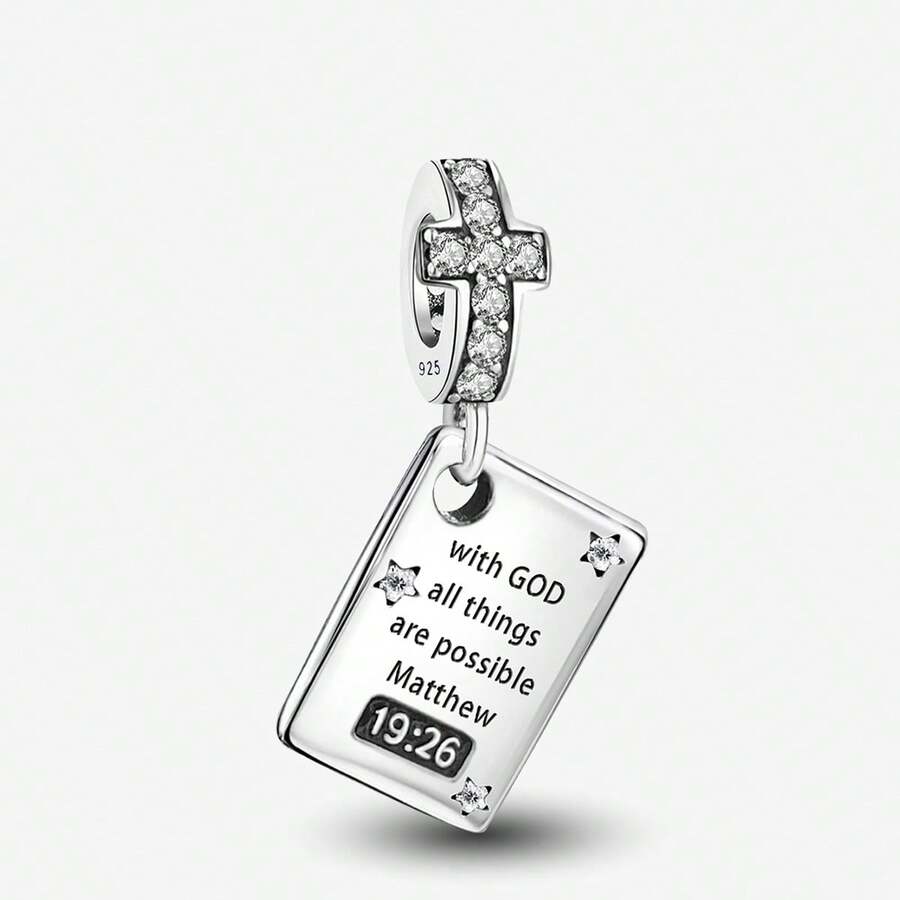 1件时尚圣经十字架吊坠，适合女士手链、手镯DIY饰品制作和日常装饰，女孩配饰 - 款式10 - 查看 1