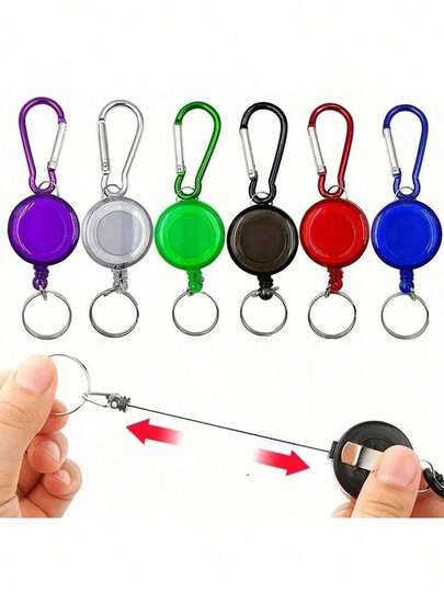 Multi-Functional Retractable ID Badge Reel, Ski Pass ID Card Holder Keychain With Steel Wire Lanyard, Name Tag Card Holder, Retractable Belt Keychain, Portable Anti-Lost Retractable Keychain With Steel Wire, Suitable For Outdoor Hiking, Camping, Mountaineering