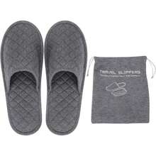Home Slippers For Guest Ibluelover Portable Travel Spa Slippers Foldable Flat Closed Toe Home Shoes With Non-Slip Sole Spa Hotel Slippers Washable Guest Room Cotton Indoor House Shoes Business Trip Flight Footwear - 灰色 - 查看 10