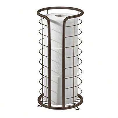 mDesign Free Standing Toilet Paper Roll Holder for Bathroom Storage - Bronze