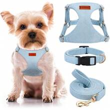 No Pull Dog Harness- Lightweight, Soft, Adjustable Small Harness Collar And Leash Set, Suitable Cats Puppy Small And Medium-Sized Dog Outdoor Training And Running (Blue, XS)W8GI - màu nâu - Xem 5