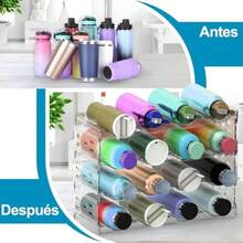 CYPNOrganizador Apilable de Botellas de Agua para Clóset - Organización y Almacenamiento de Despensa de CocinOrganizador de Botellas de Agua de 4 Niveles 16 para Gabinete Cocina Clóset OficinaFashion