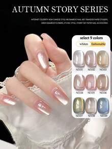 MISS SHAKA 10毫升 冬春美甲 情人节礼物 冰透明粉蓝白玻璃珠猫眼凝胶指甲油 美白流行百搭美甲用品 - 彩色 - 查看 2